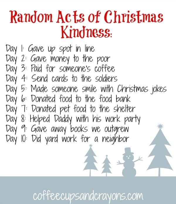 10 Random Acts of Christmas Kindness for Kids 