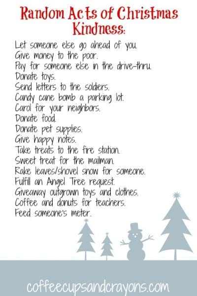 Advent Calendar Activities: Random Acts of Christmas Kindness