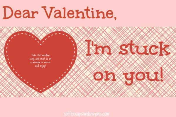 Pink Stuck on You Valentine for Kids: Free Printable Cards