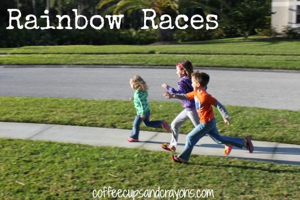 Rainbow Races and Other Games to Play Outside with Preschoolers