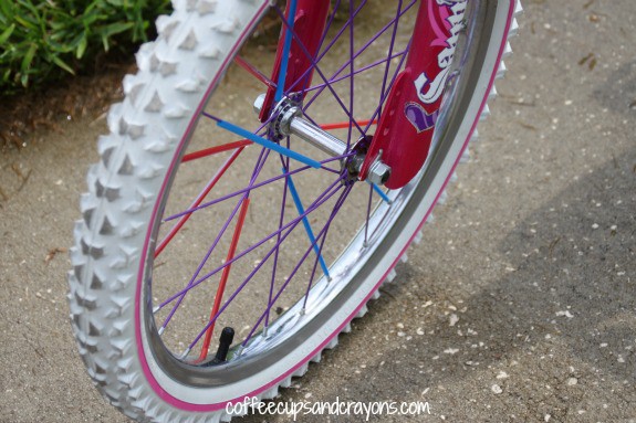 Decorate bike spokes with straws!