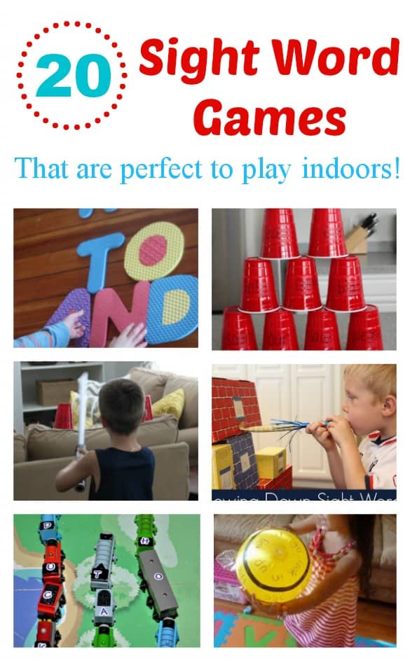 20 Indoor Sight Word Games and Activities! Perfect for a rainy day!