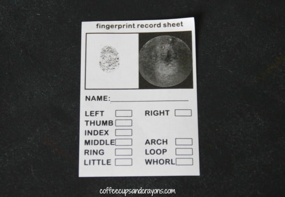 Fingerprint comparison science activity!