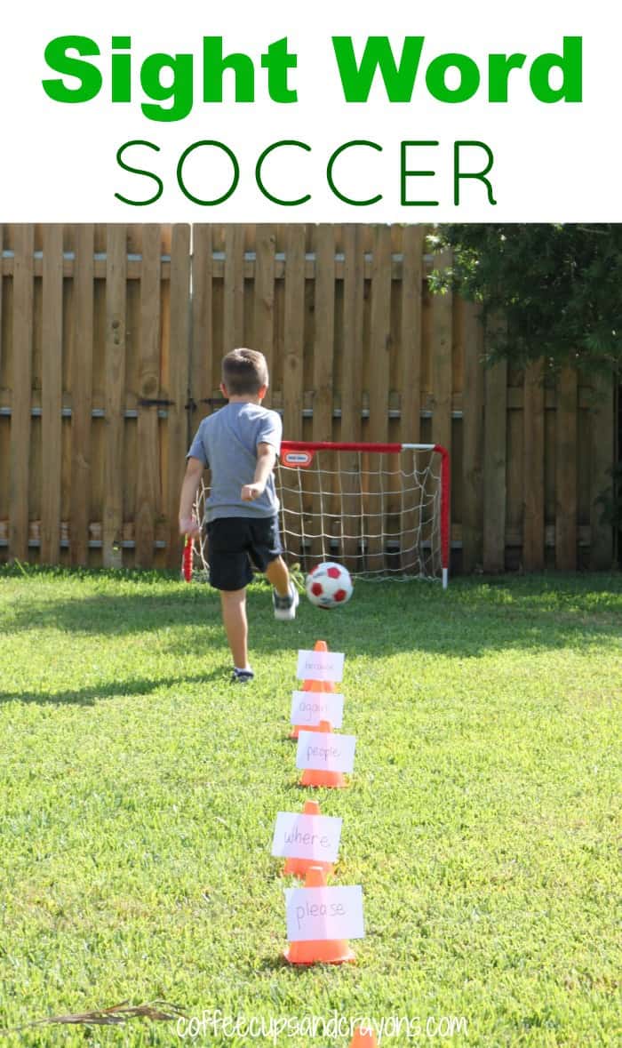 Sight Word Soccer!  A fun way to move and learn while you are practicing sight or spelling words!