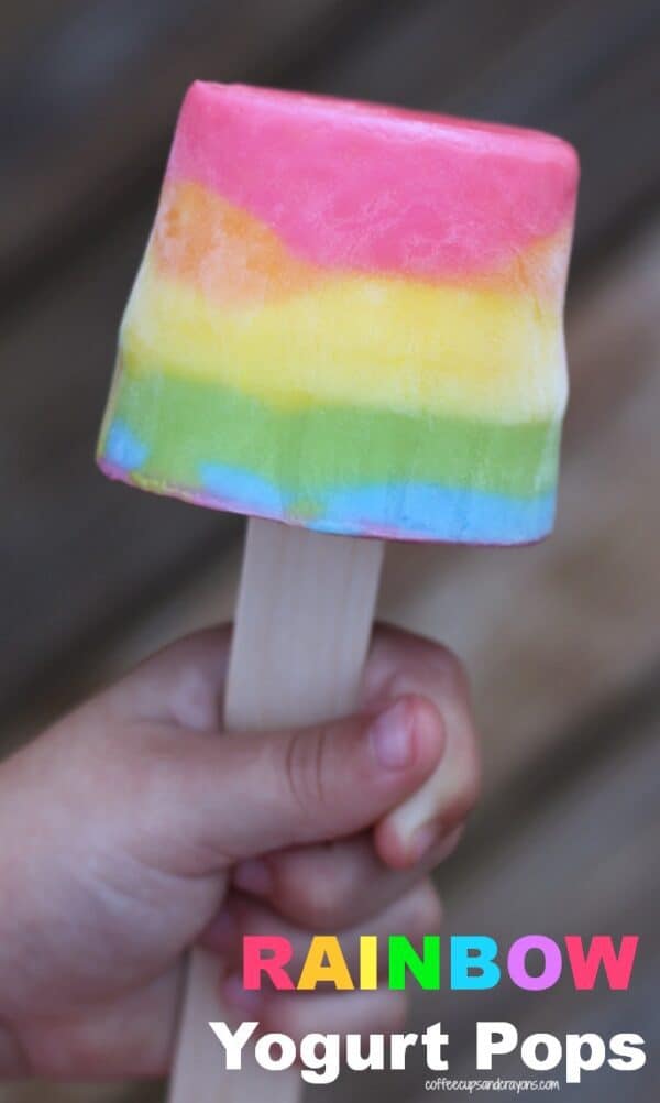 Homemade Rainbow Frozen Yogurt Popsicles | Coffee Cups and Crayons