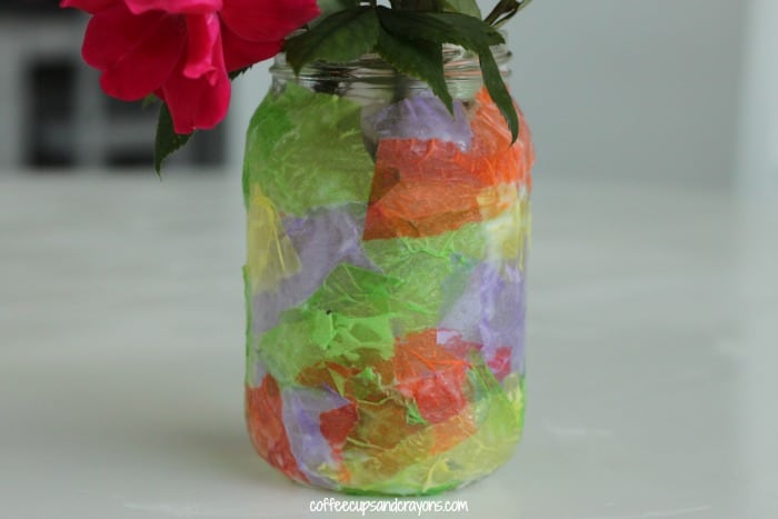 Homemade Tissue Paper Vase Craft