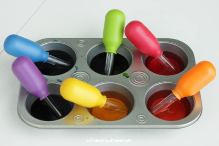 Colored Vinegar and Baking Soda Science and Art Activity