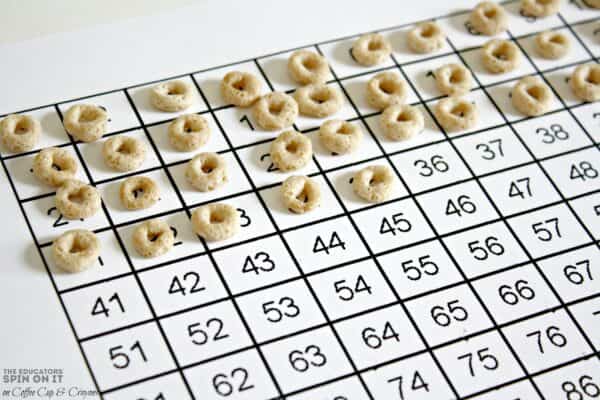 Kindergarten Math Counting 1-100 with Cheerio Learning Activity