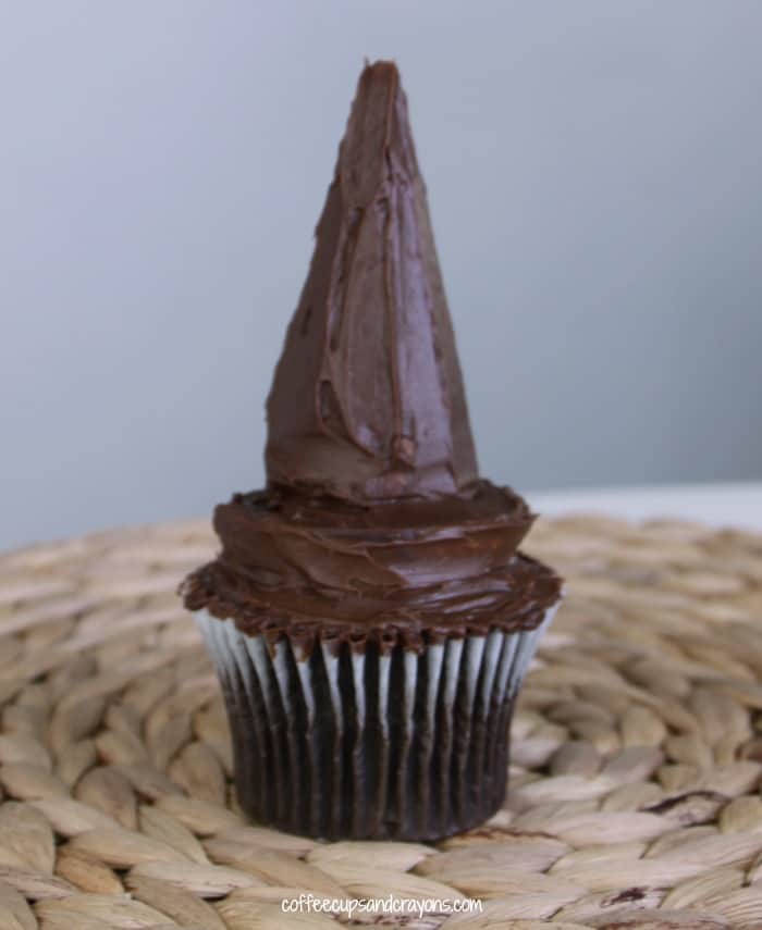 Chocolate Witch Hat Cupcakes for Halloween