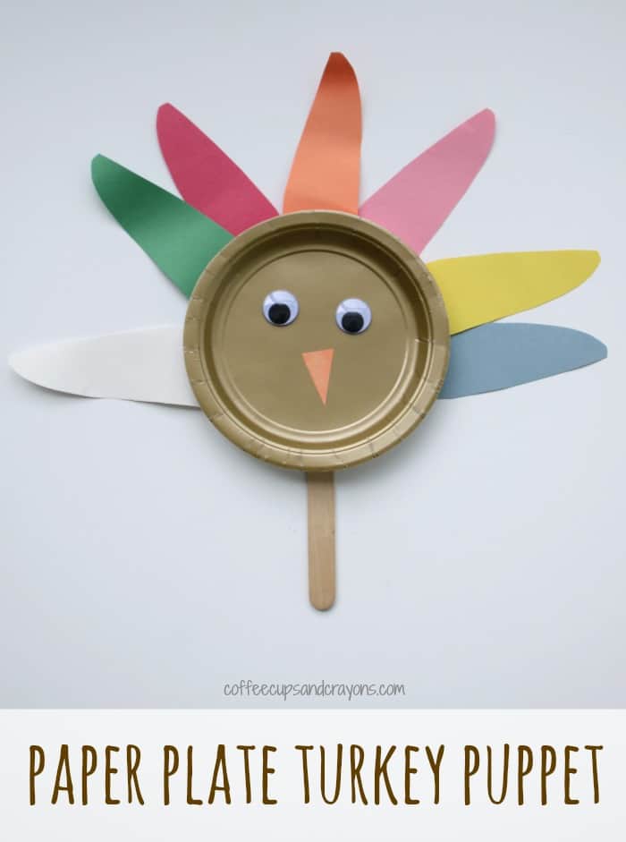 Simple Paper Plate Turkey Puppet Craft for Thanksgiving