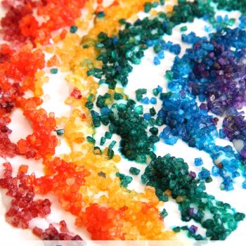Created scented sensory rainbow art with DIY dyed bath salts