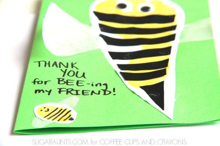 Kindness bee craft  via coffee cups and crayons