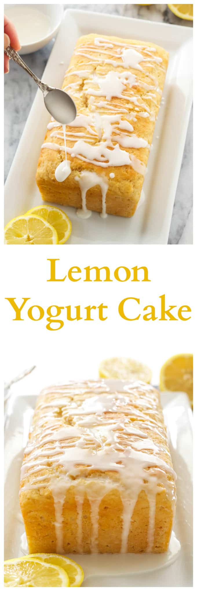 Lemon Yogurt Cake | A moist lemon loaf cake made healthier thanks to Greek yogurt!  via @reciperunner