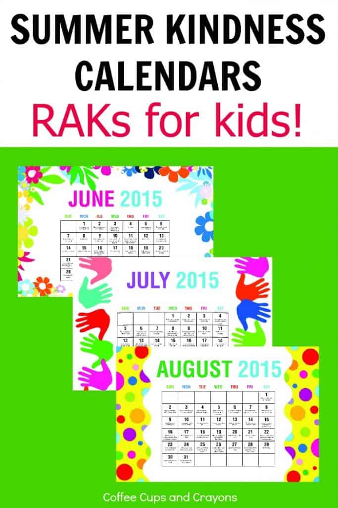 Printable Random Acts of Kindness Calendars Coffee Cups and Crayons