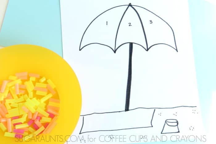 Number matching straw collage art activity for kids