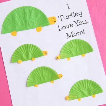 Turtle theme Mother's Day card kids can make: I Turtley love you, mom!