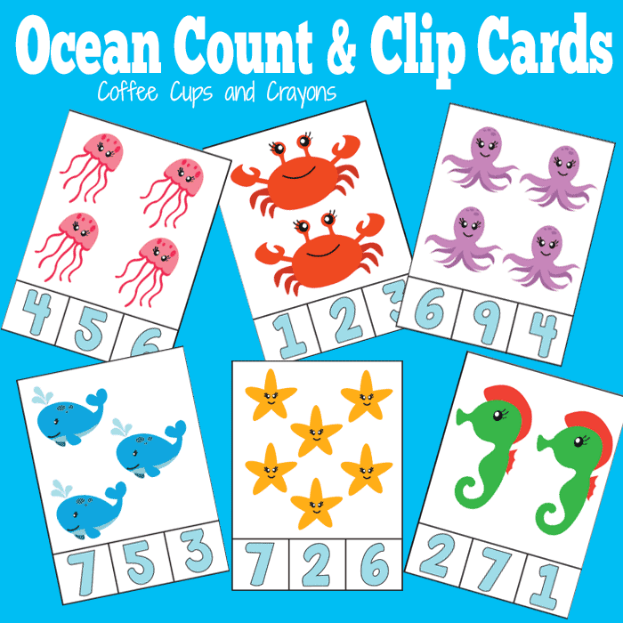 Ocean Count And Clip Cards Coffee Cups And Crayons
