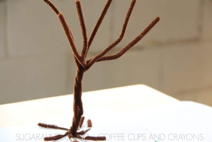 Practice counting and adding with this Fall Topple Game using a pipe cleaner tree. Kids love this math activity!