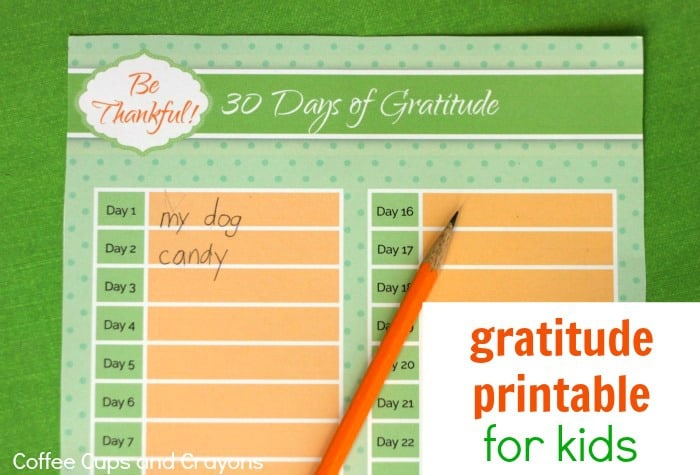 Free Printable Gratitude List for Kids! An easy way to teach kids to be grateful!