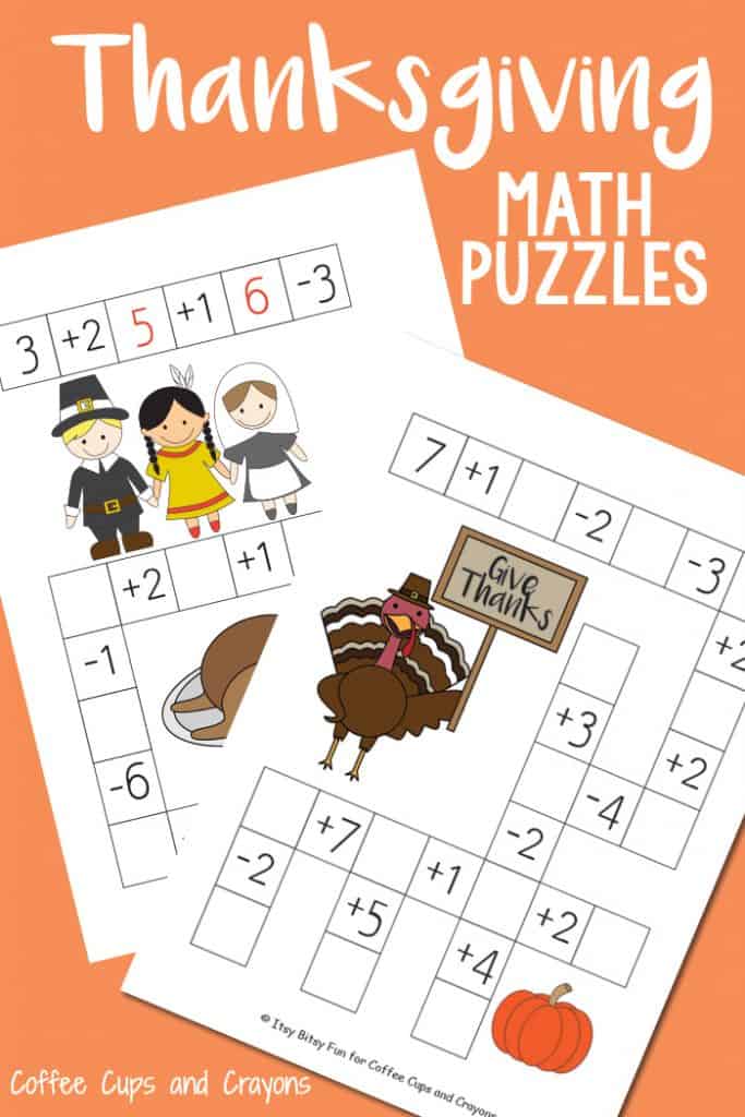 Thanksgiving Math Puzzles Coffee Cups and Crayons