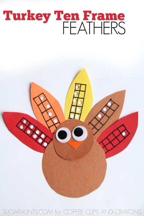 Practice Math with these ten frames and a cute turkey craft!