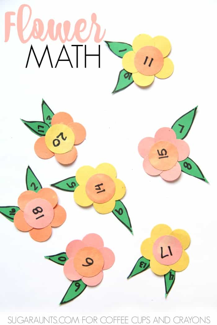 Flower Math Activity for working on addition and subtraction with a Spring theme.