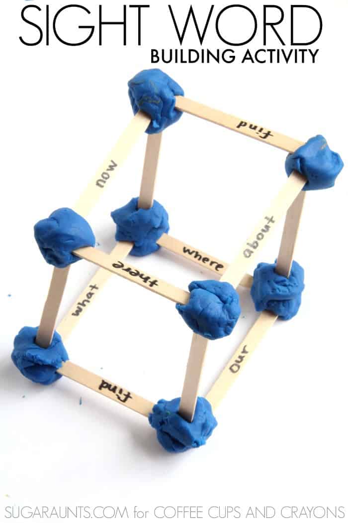 Use sight words to build 3D shapes with play dough in this STEM building activity.