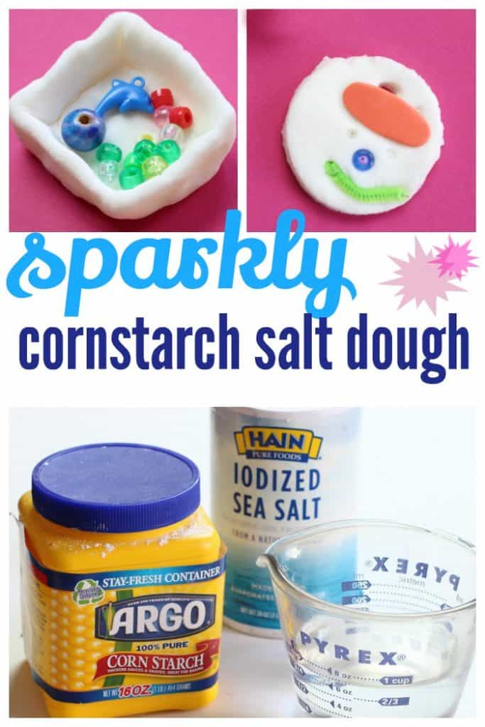 Sparkly cornstarch salt dough is so easy to make and kids can keep their creations forever!