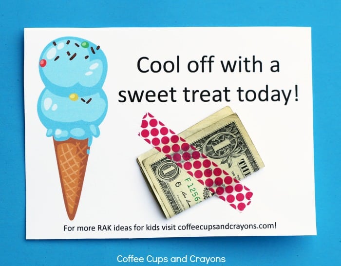 Super fun ice cream act of kindness for kids--surprise a neighbor with ice cream money! Free printable in post!