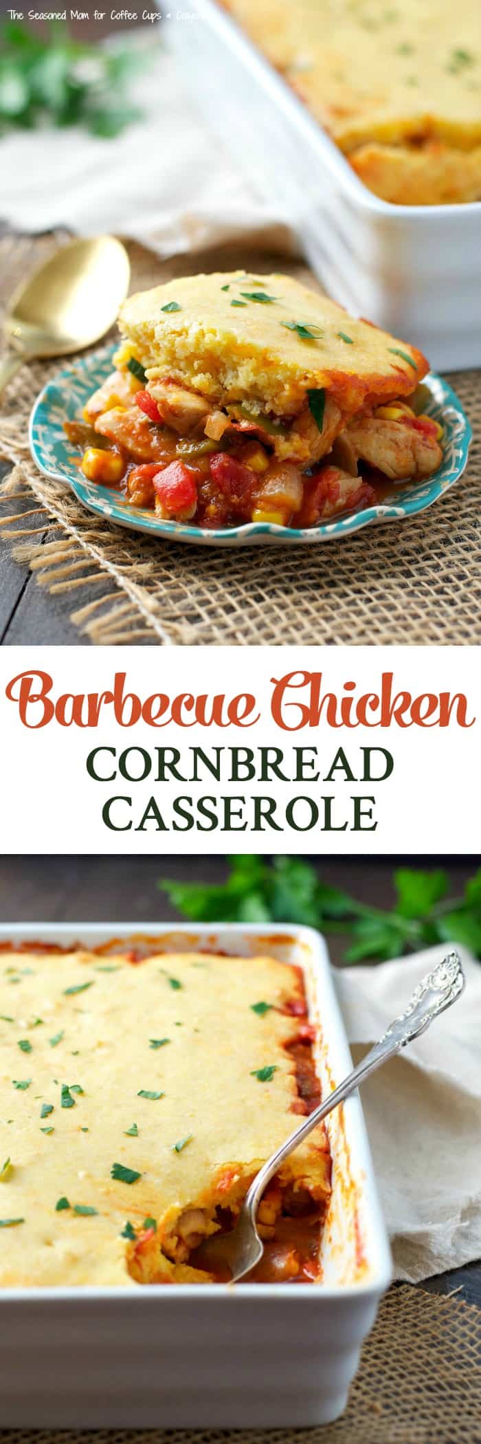 This Barbecue Chicken Cornbread Casserole is an easy dinner that comes together in just 15 minutes!