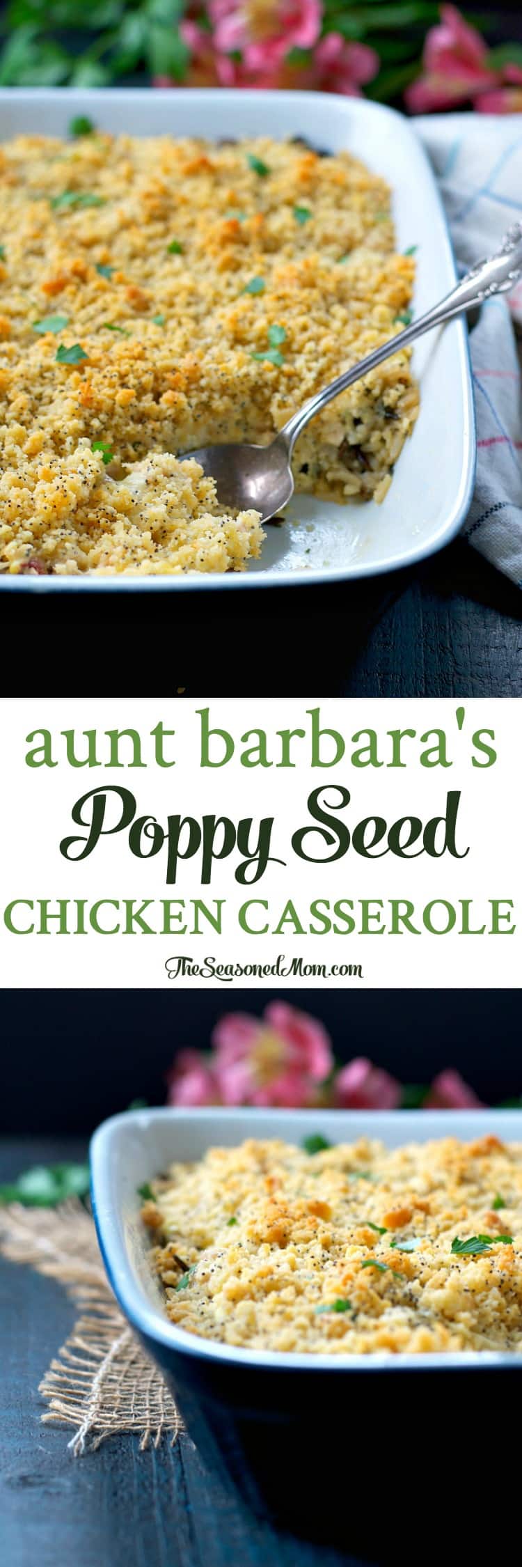 Aunt Barbara's Poppy Seed Chicken Casserole is an easy dinner and a perfect comfort food freezer meal for busy weeknights!