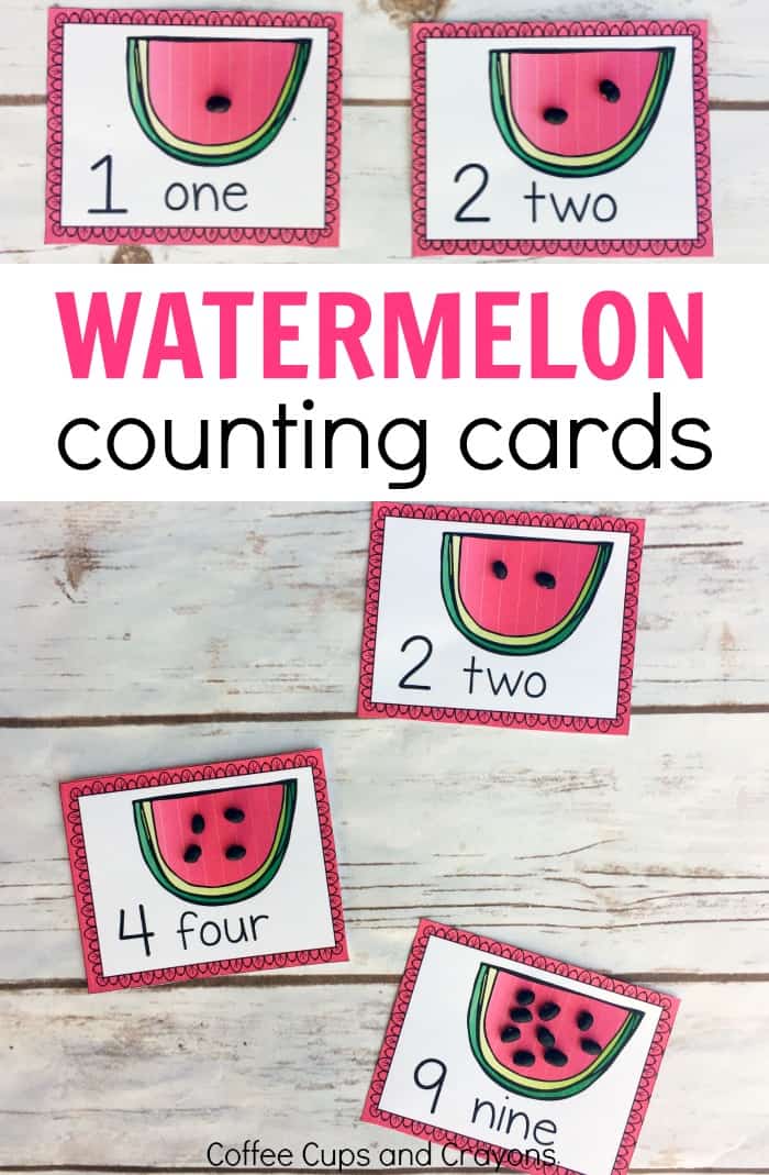 Free printable watermelon counting cards! Perfect for a preschool counting busy bag!