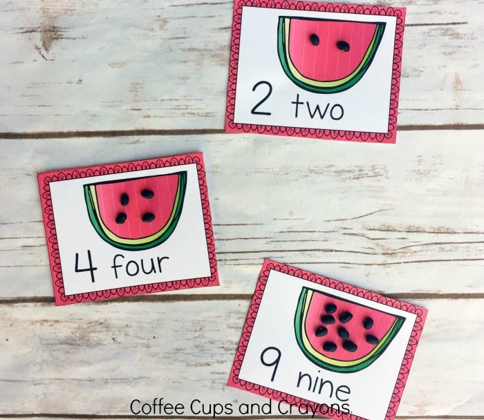 Free printable watermelon counting cards for a preschool busy bag!
