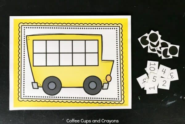 Printable School Bus Ten Frame Activity