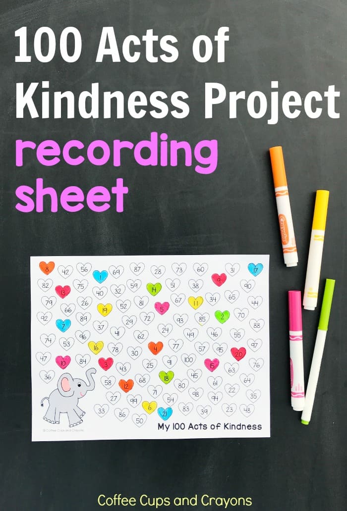 Join the 100 Acts of Kindness Project today! We've got a free printable recording sheet to help you keep track of all the good you do.