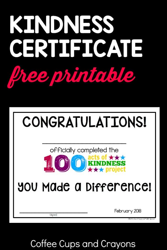 100 acts of kindness certificate