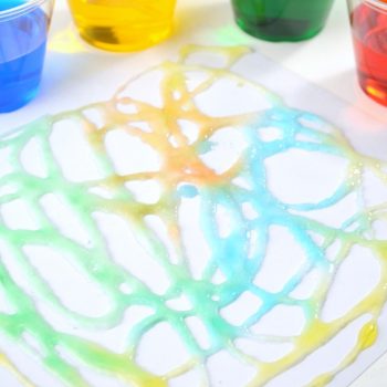 Try salt crystal painting! A fun science and art activity for preschool kids! #preschoolSTEAM #Preschoolscience #preschoolart #STEAMactivities