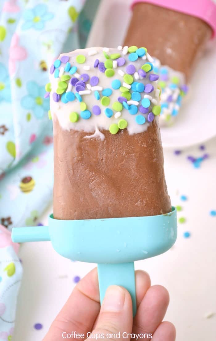 Yogurt Dipped Nutella Popsicles for kids! So good and so easy to make! #nutella #popsicles #funfoodforkids #nutellarecipes