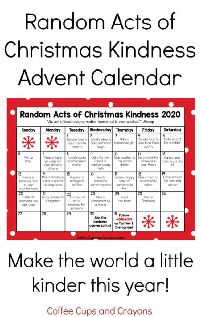 Random Acts Of Christmas Kindness Advent Calendar Coffee Cups And Crayons